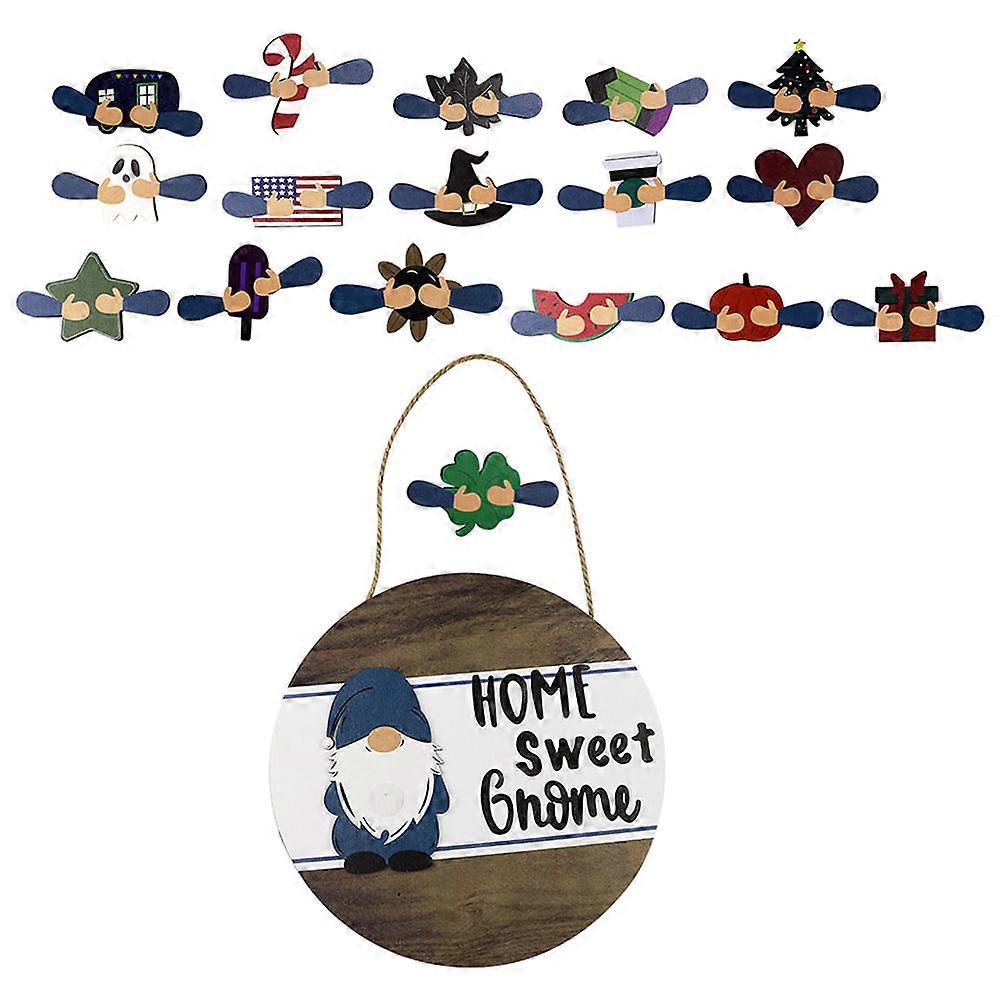 Wooden Welcome Board with Gnome Ornament Creative Home & Garden Decoration for Parties, Holidays, and Cheerful Atmosphere