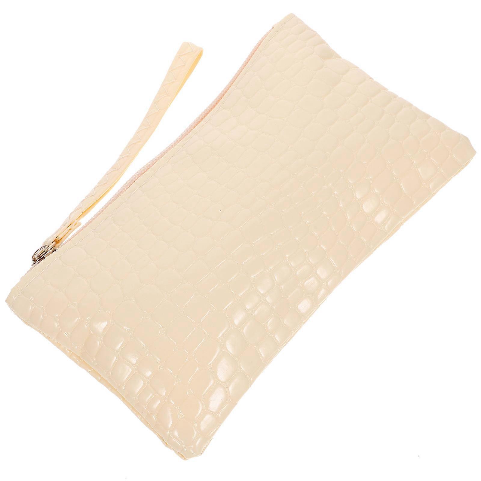 مجموعة محفظة حقيبة يد بيج PU أنيقة للعناصر التي تحمل سعة كبيرة وسحاب ناعم 1 قطعة