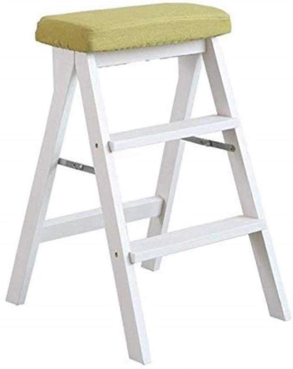 Indoor climbing stool, wooden utility step multifunctional small ladder folding chair (a) (c)