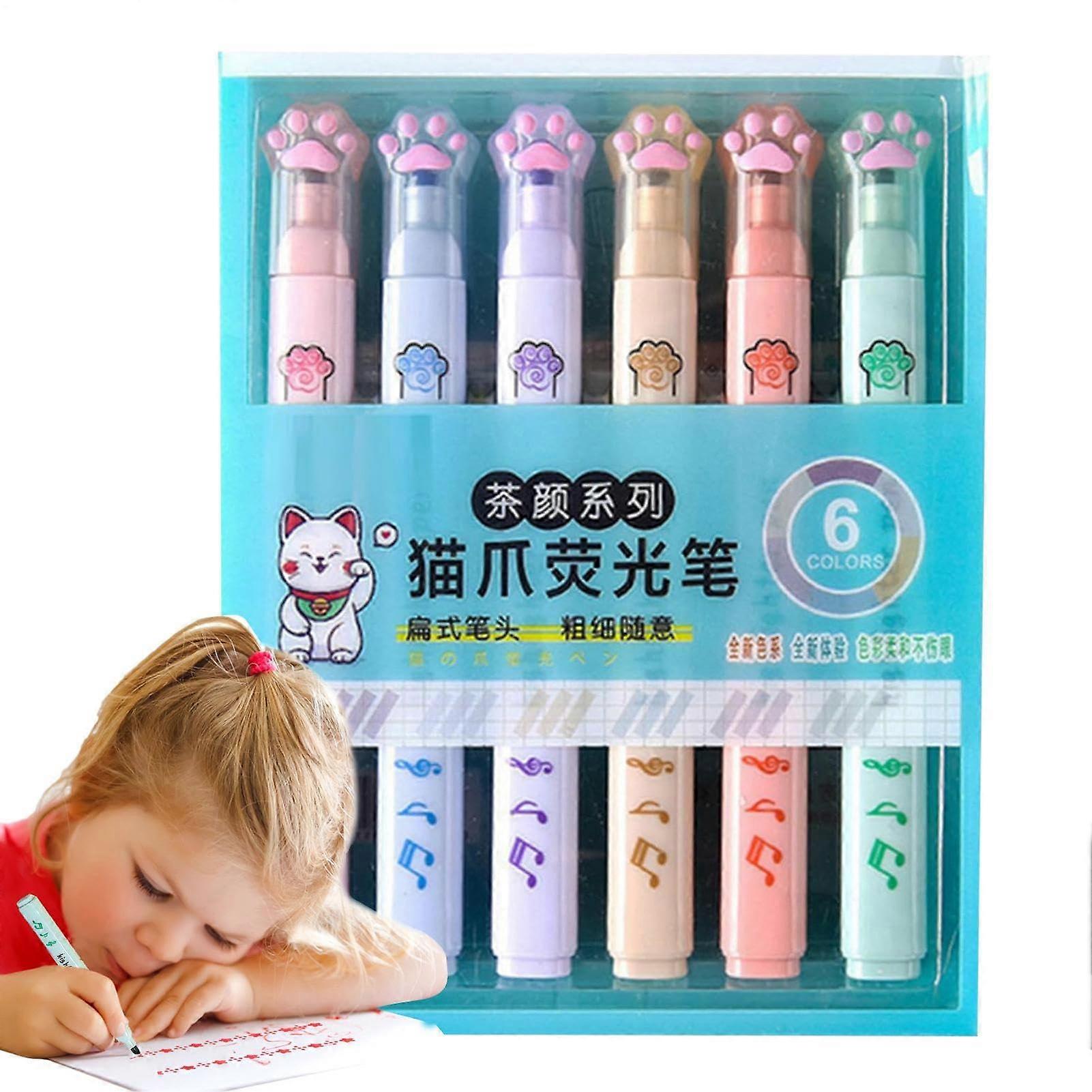 Text Marker Pen – Cute Cat Paw Marker, Vibrant Ink Pens  FastDrying Writing Tool with Smooth Glide Tip, Aesthetic Pastel Design Color Brush