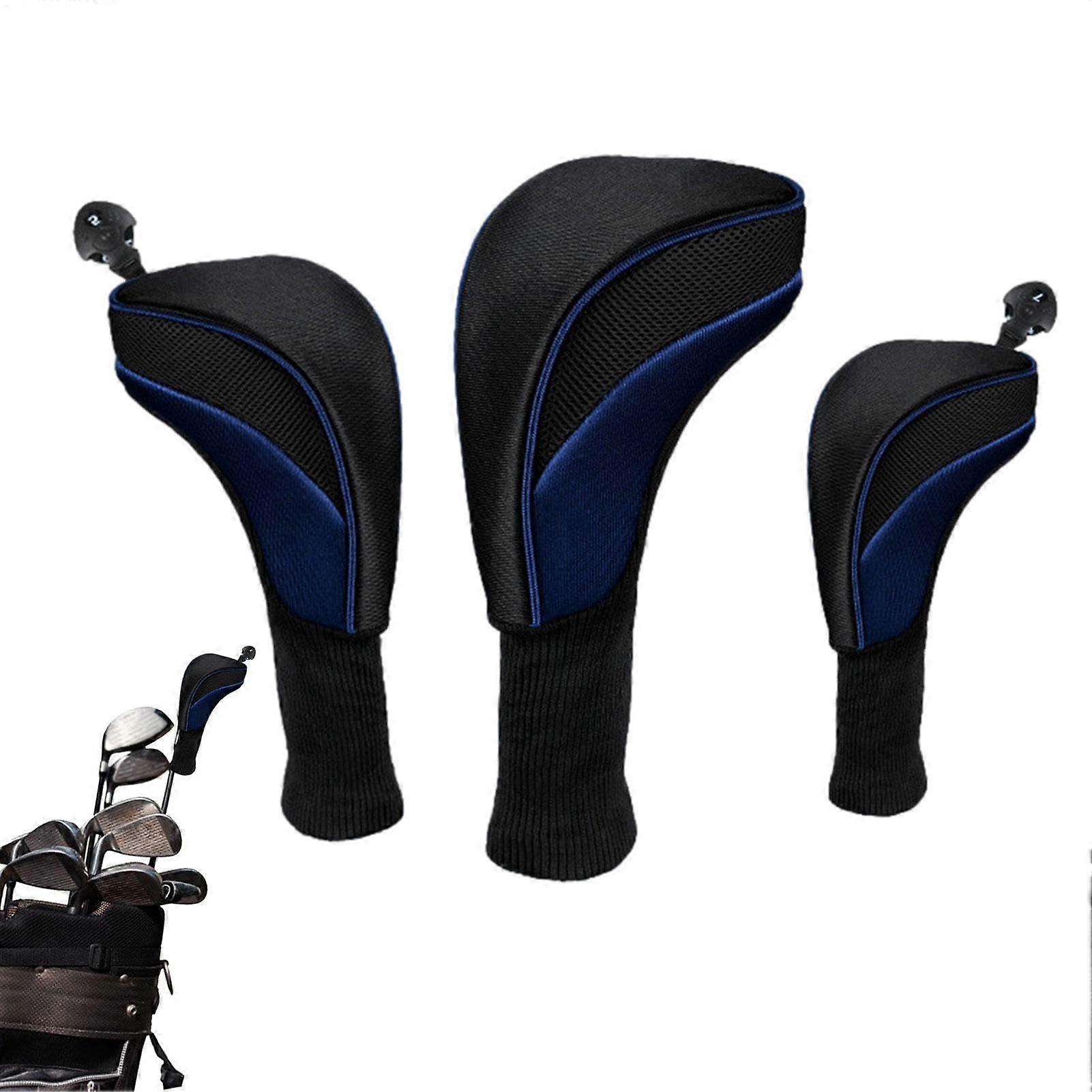 Mallet Putter Headcover With Closure For Golf, Portable Putter Cover Blue And Black, For Beginners Large Medium Small