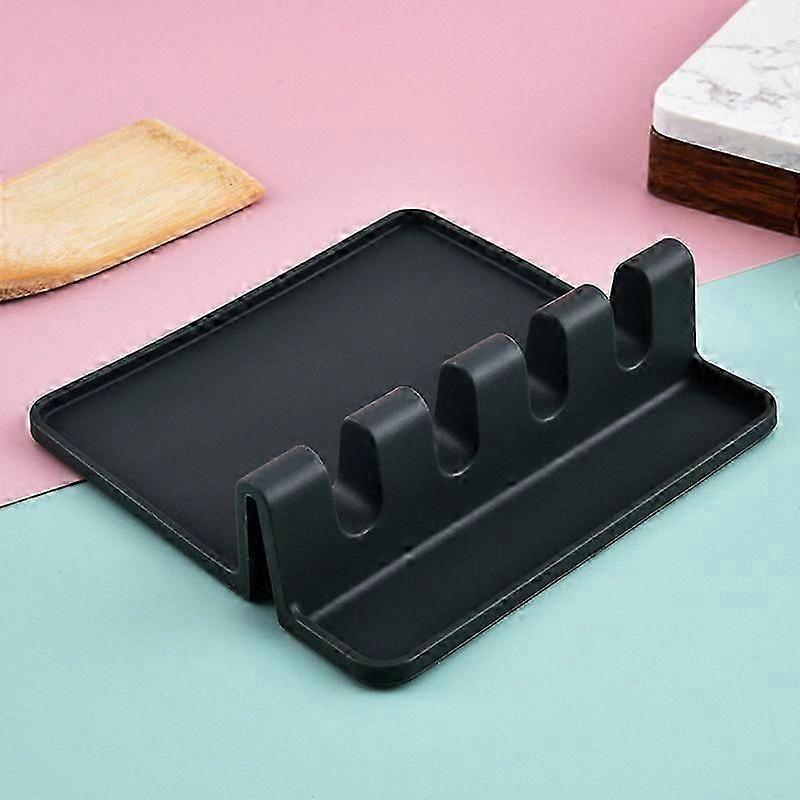 Silicone Spoon Rest with Drainer, Kitchen Utensil Holder for Ladles and Spatulas, Tool to Protect Countertops and Reduce Splashes