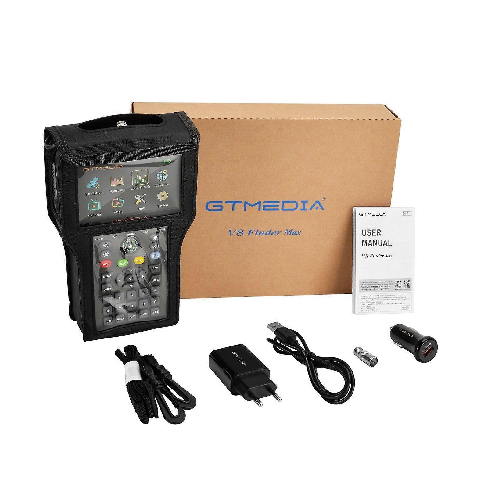 GTMEDIA V8 Finder Max TV Signal Finder Meter DVB-S/S2/S2X Signal Receiver 4.3-inch LCD Dispaly H.265 Auto Calculate Angle 4000mAh Battery with Storage