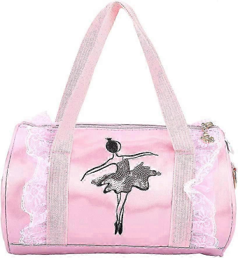 Children's Shoulder Dance Bag with Lace, Ballet Dancer, Pink
