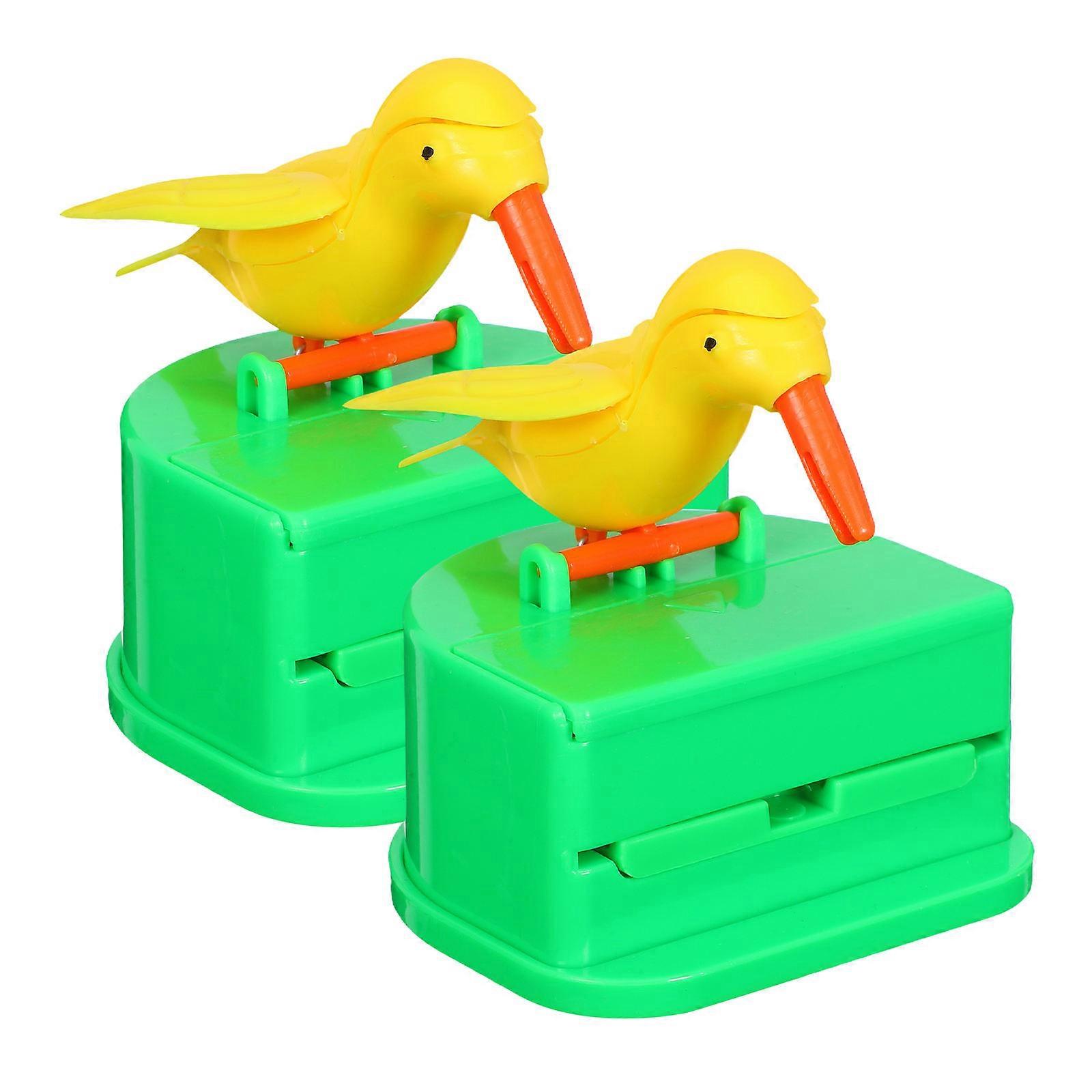 Portable Bird Toothpick Holder Container Ideal for Travel and Home Use Featuring Automatic Toothpick Dispensing in Assorted Color 2Pcs