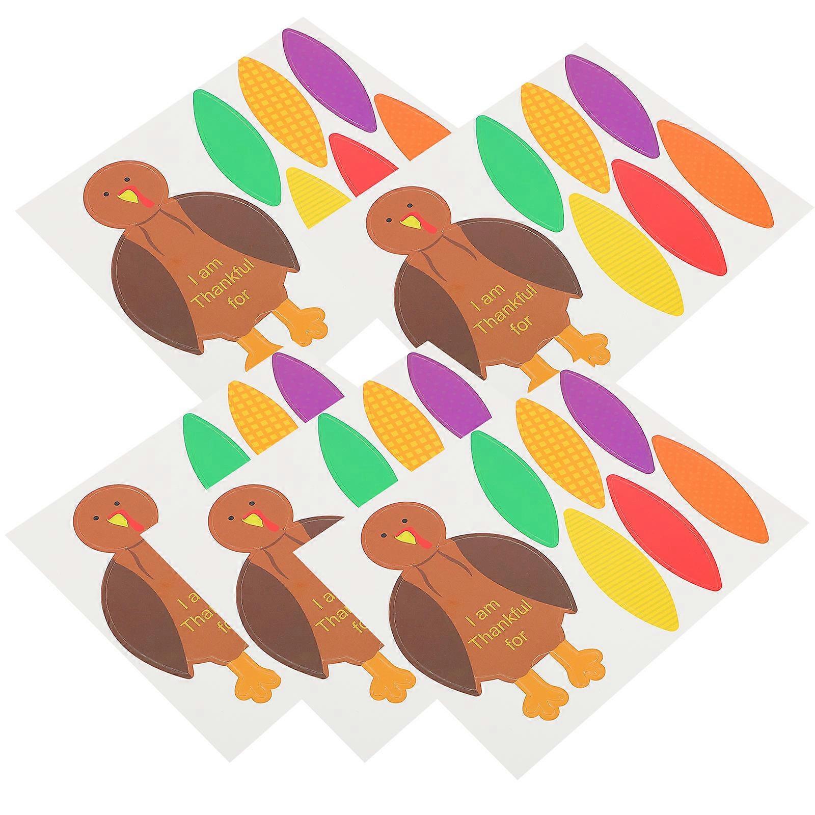 Turkey Crafts for Kids Diy Decorative Props with Colorful Materials for Thanksgiving Party 5Pcs