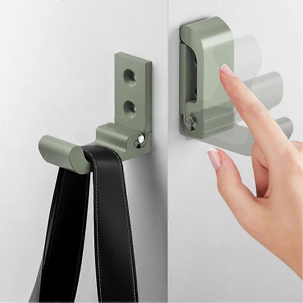 Folding Aluminum Hooks, 4Piece, SpaceSaving, HeavyDuty Load Capacity, WallMount, Green