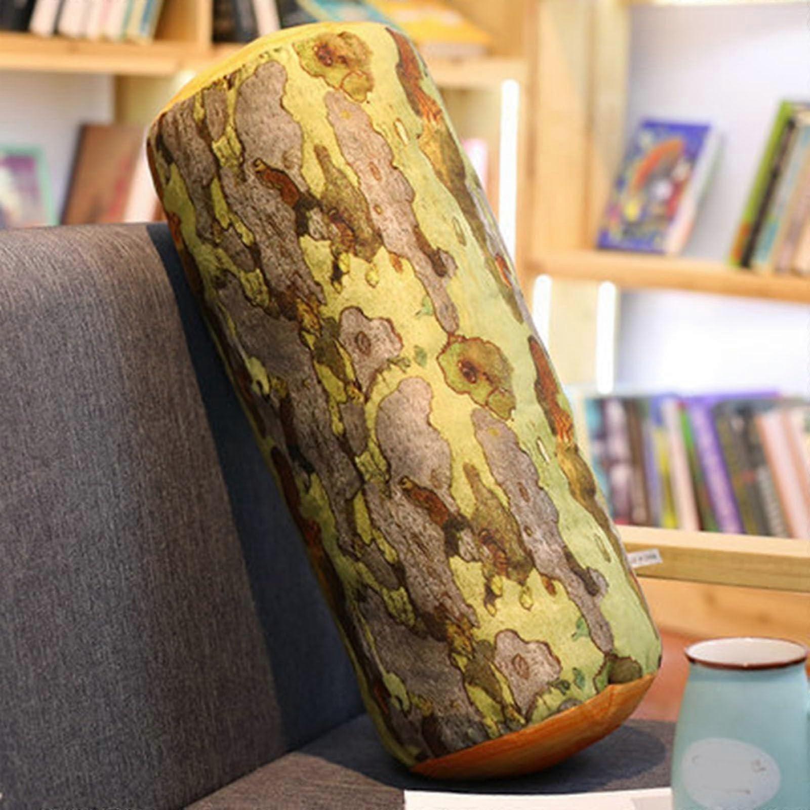 Creative Round Tree Stump Pillow with 3D Digital Print - Comfortable Wood Log Design, Fun & Cute Wood Trunk with Throws