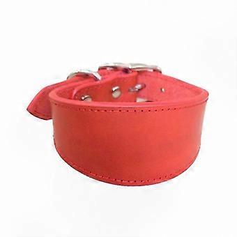 Padded Comfort Fit Adjustable Collar for Large Dogs, Soft Leather, Red