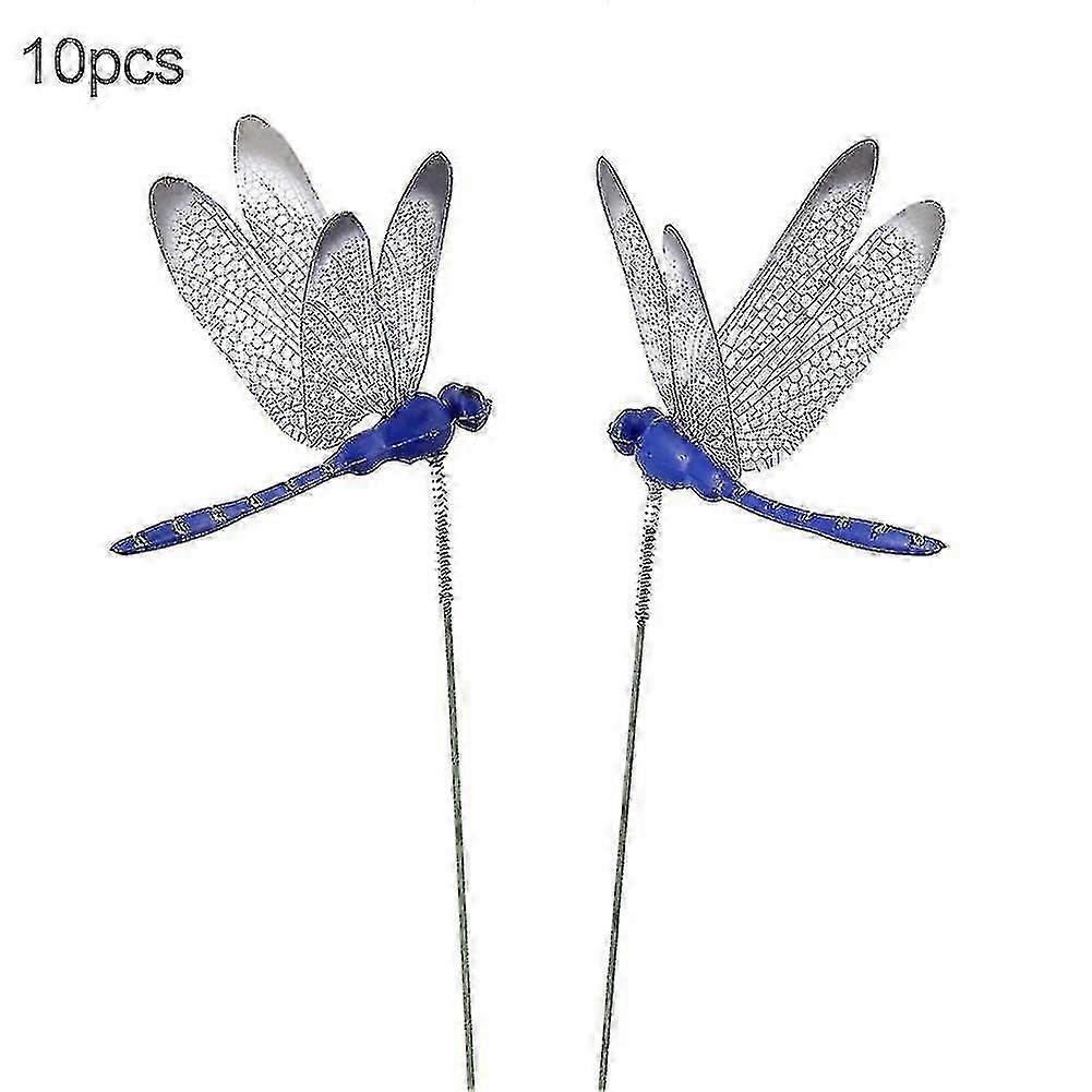 Dragonfly-shaped garden stakes with 10pcs artificial insects for lawn