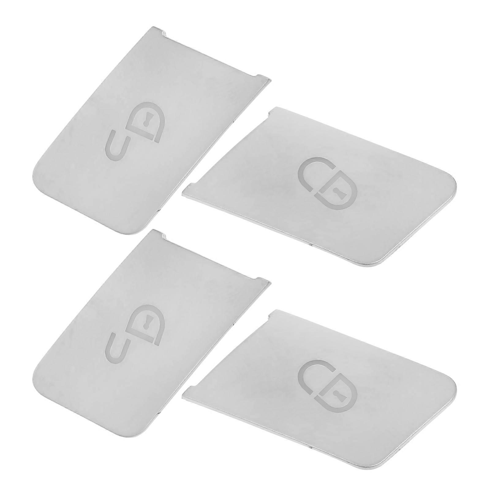Lock Unlock Button Cover for Interior Decoration Silver ABS Material 4Pcs Stylish Seat Memory
