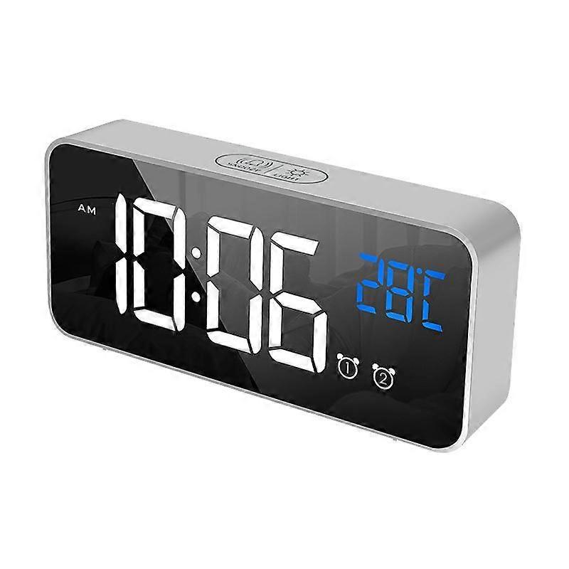 Alarm LED Clock Snooze Digital Multifunctional USB Rechargeable Display Screen