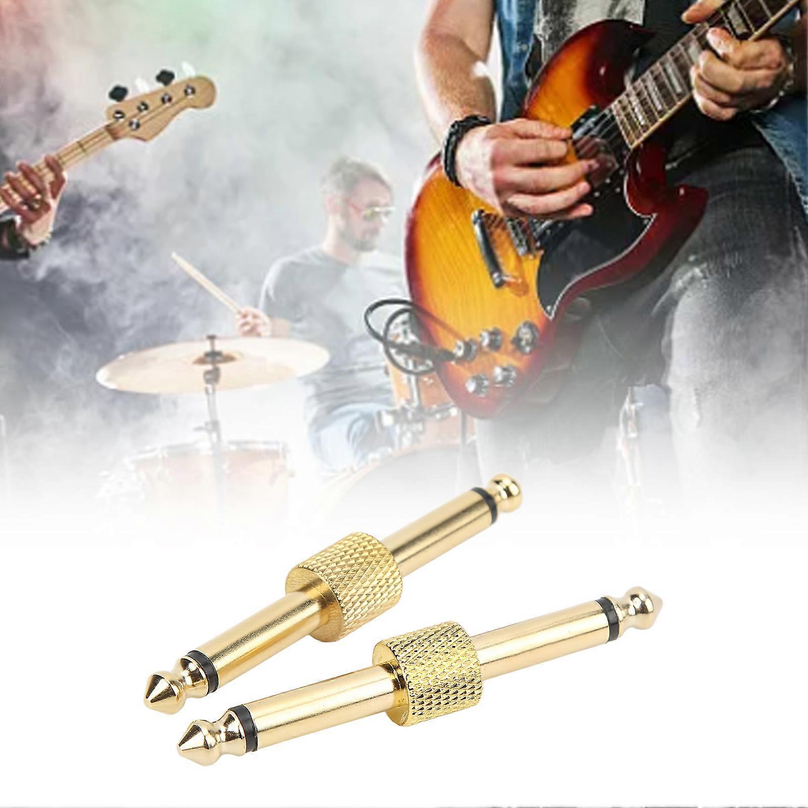 2PCS 6.35mm Metal Audio Effect Adapter Noise Reduction Plug Gold