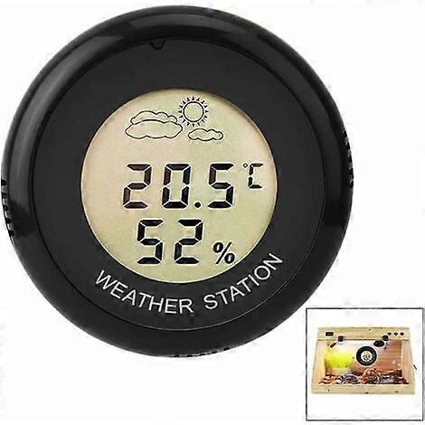 Hygrometer Thermometer LCD Monitor, Rounded Humidity Temperature Display Reptile Tank Brooder
