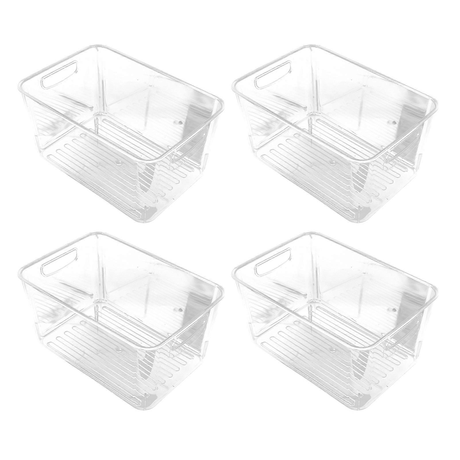 4PCS Transparent Plastic Storage Boxes 29x20x15cm Organizer
