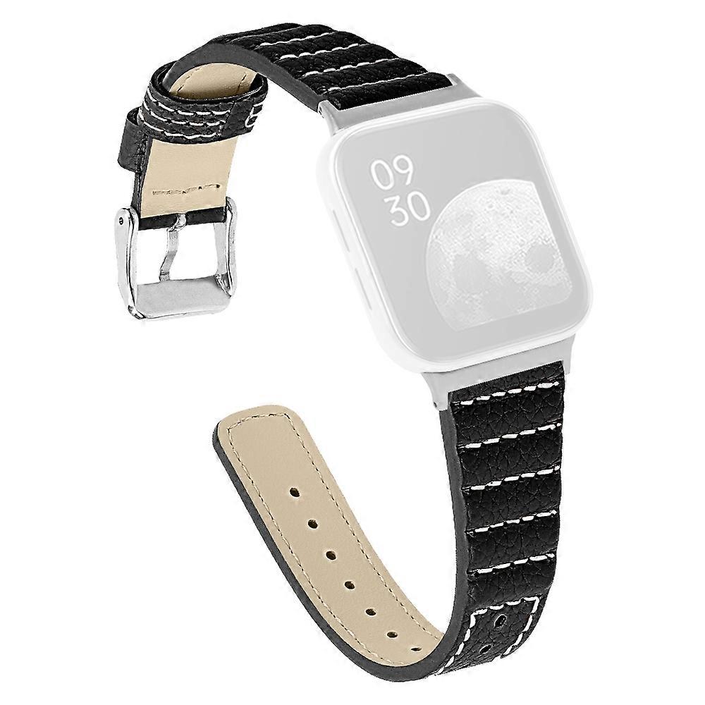 Top Layer Cowhide Genuine Leather Durable Wave Texture Replacement Smart Watch Strap with Buckle for