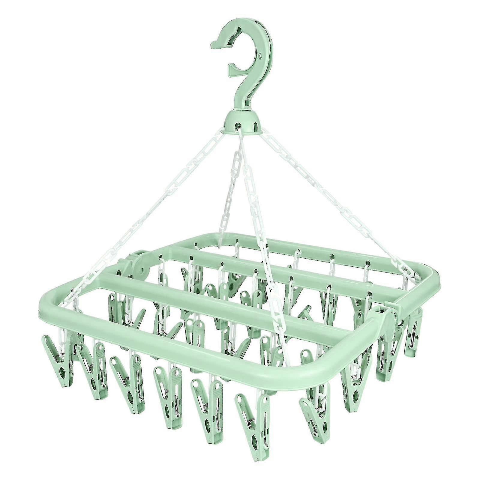 2025 Sock Dryer, Sock Drying Rack With 32 Pegs Laundry Drip Hanger, Foldable Indoor Hanging Dryer With Windproof Hook
