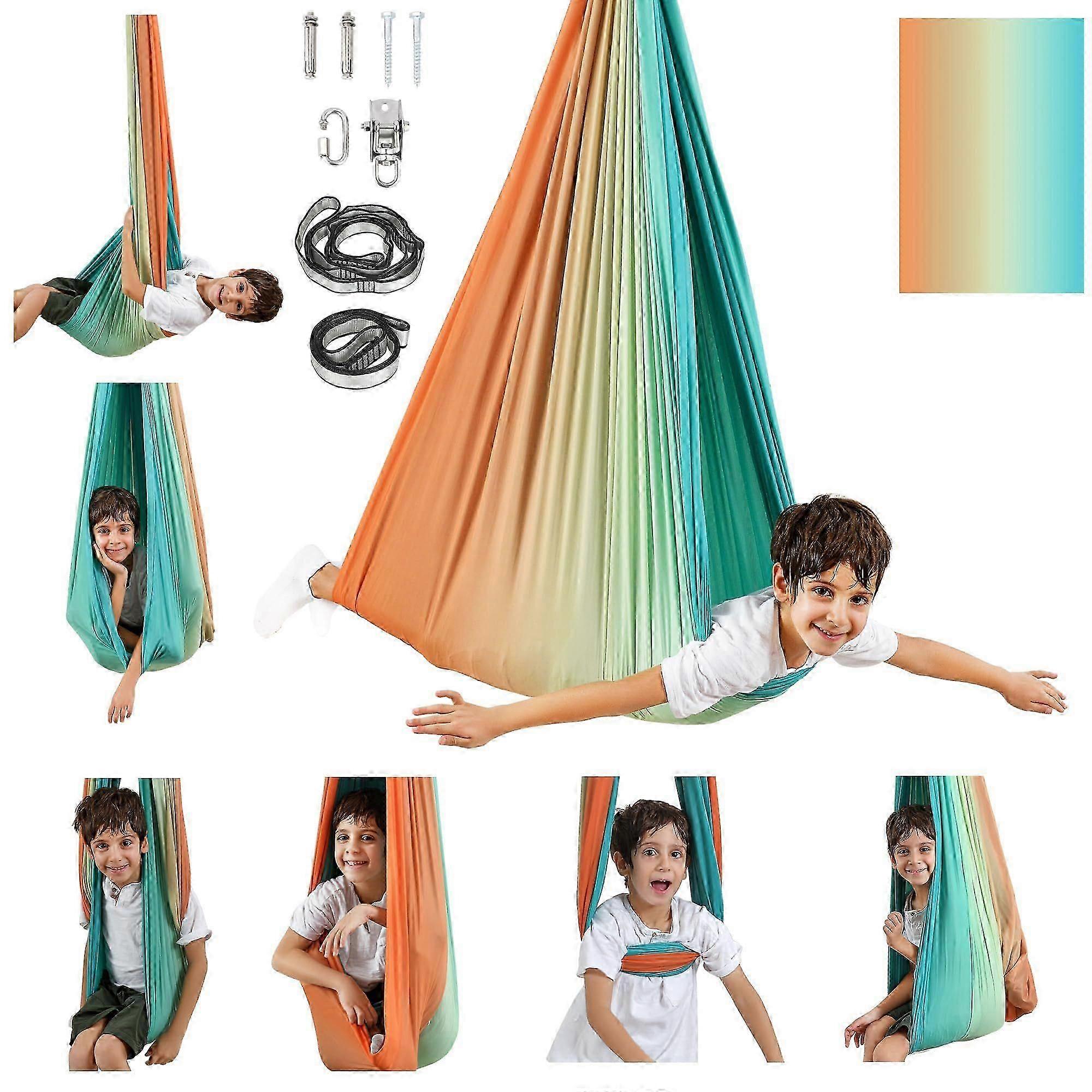 Sensory Swing for Kids & Adults, Double Layer Sensory Swing Holds up to 300lbs, Indoor and Outdoor Therapy Cuddle Swing with 360 Swivel Hardware