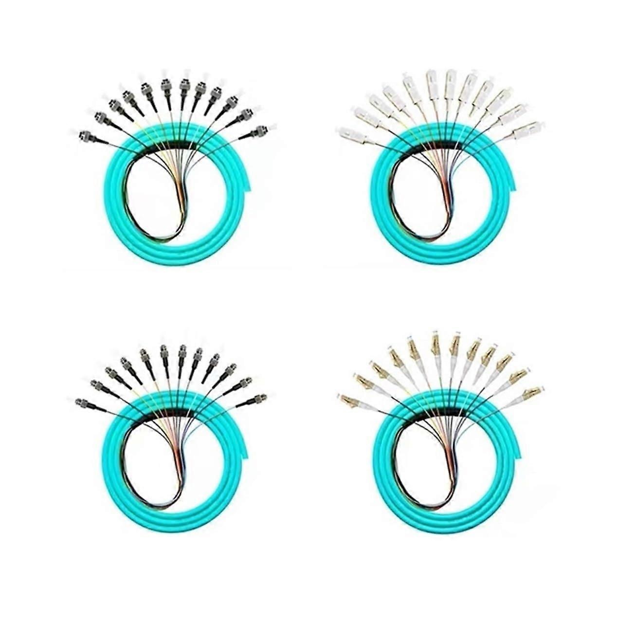 12 Colors OM3 Fiber Pigtail 50/125um SC LC ST FC 1m 0.9mm Fiber Bundle for Network Connections