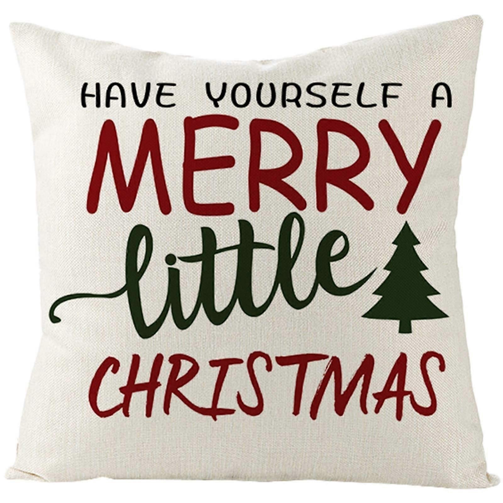 Pillow Cases Zippered Linen 50x50cm Colorful Christmas Tree Have Yourself A Merry Little Christmas Style 11 20x20in