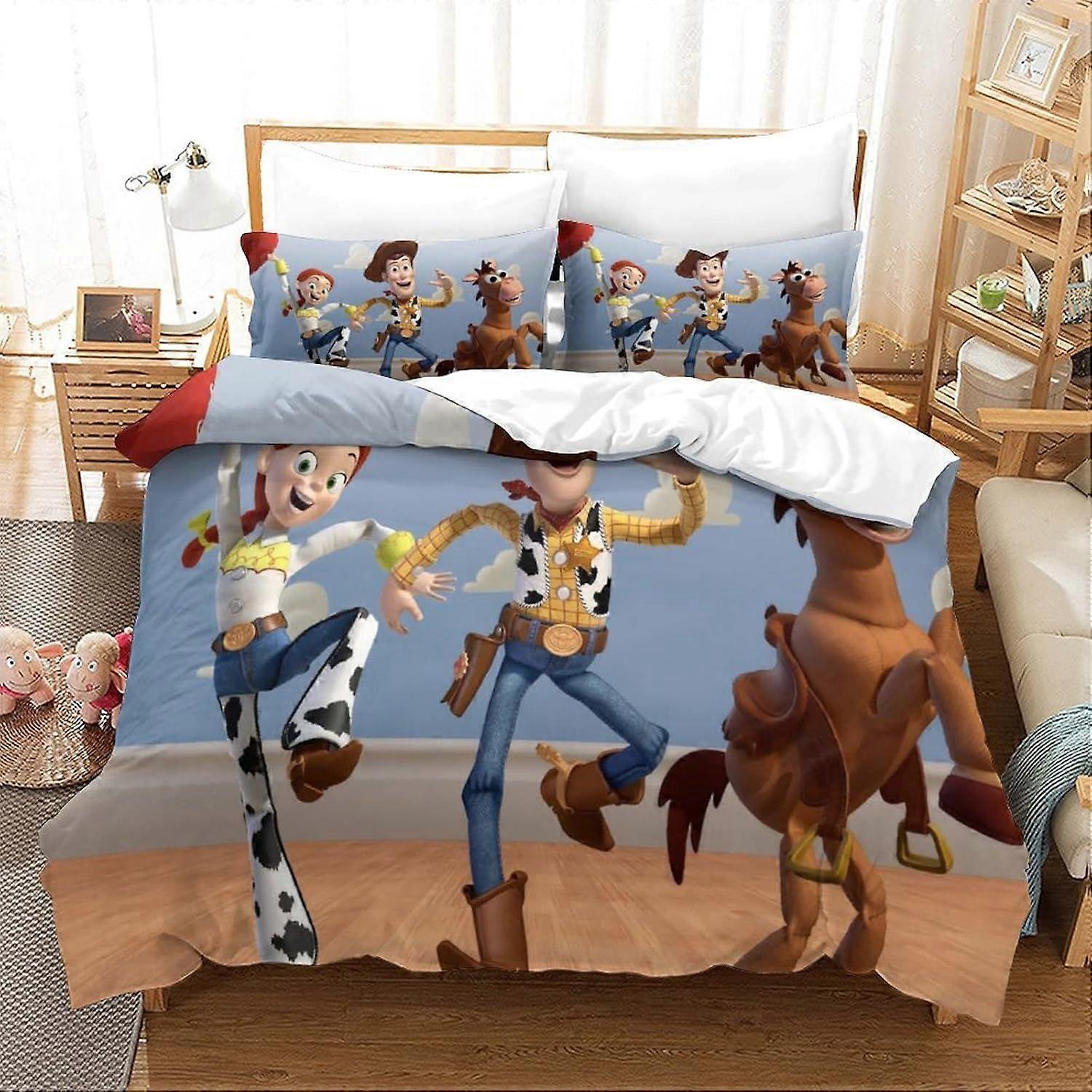 Bedding Single Bed Set Toy Story Printed Single Size Bedding Sets Super Soft Microfiber Duvet Covers with Zipper with Pillowcases Hypoallergenic 140x2