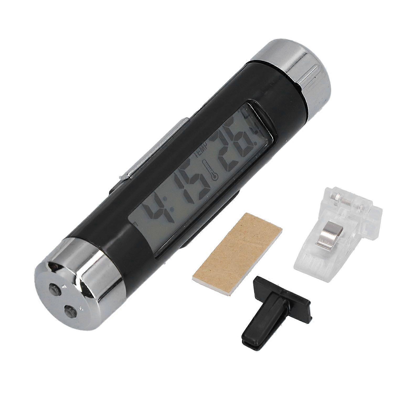 K01 Car Thermometer Battery Powered Multifunctional Luminous LCD Car Dashboard Clock