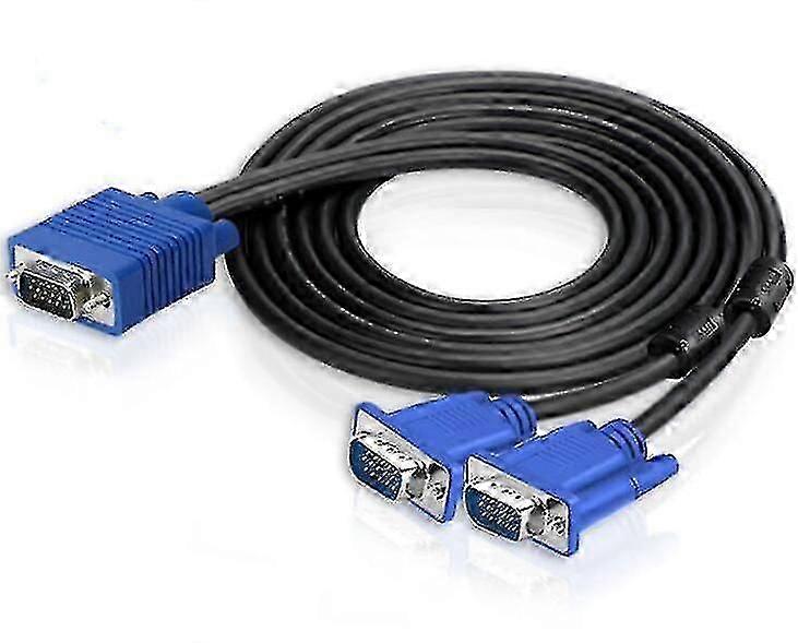 Split screen VGA cable for dual monitor setup with 1 in 2 out connection