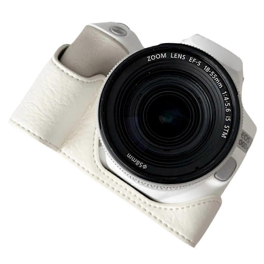 For Canon EOS 200D II/200D Buffalo Texture PU Leather Bottom Case Anti-scratch Half Body Camera Cove