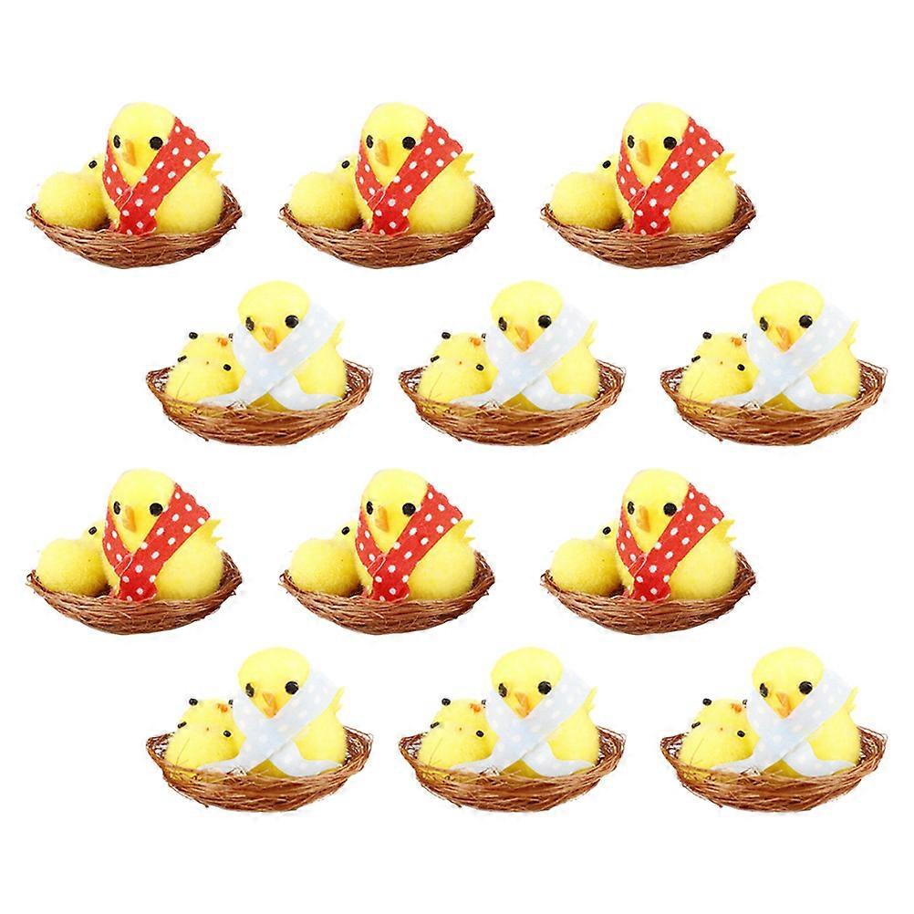 Mini Easter Chicks Fuzzy Chicken Decorations for Decor 48Pcs Pack