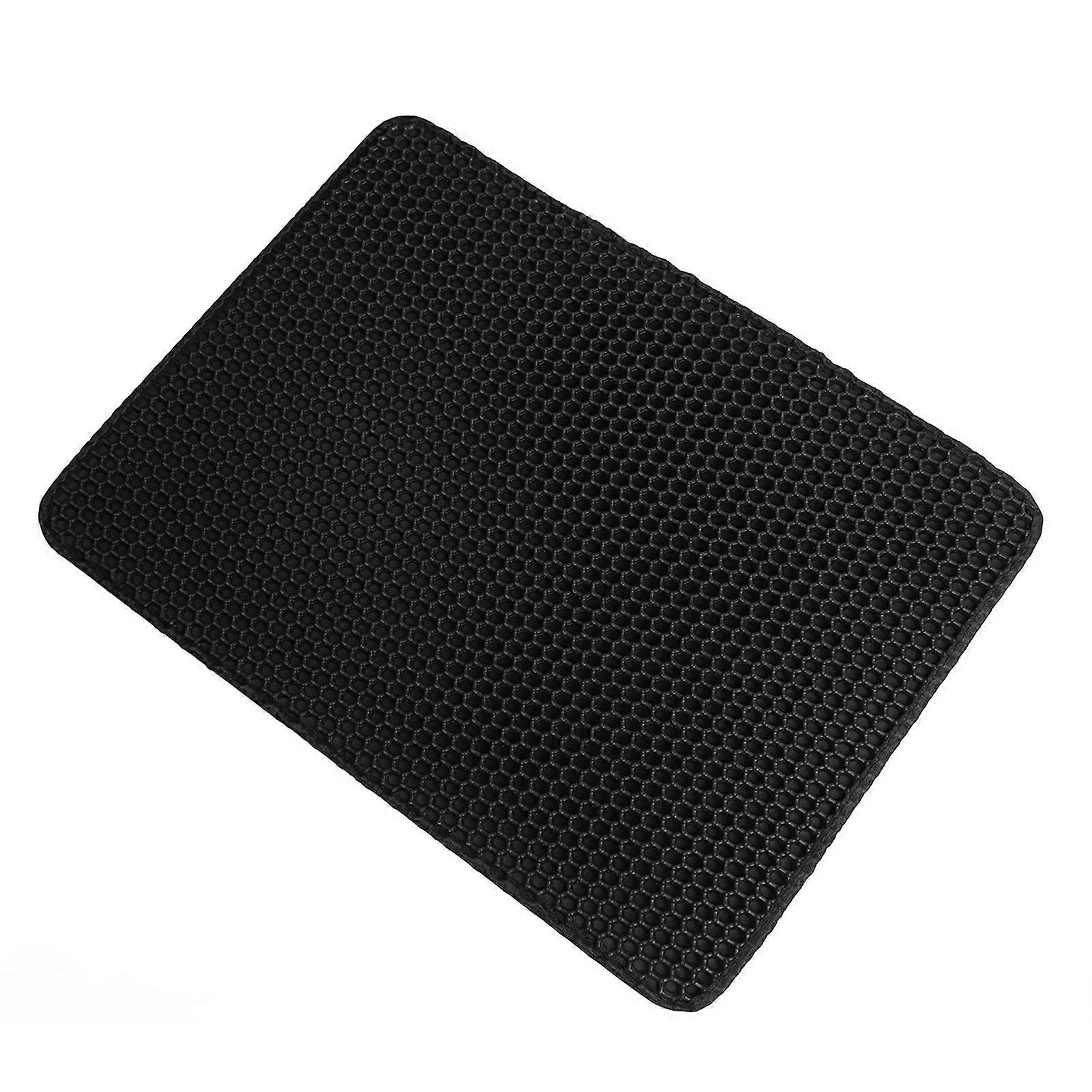 Cat Litter Mat Double Layer Foldable EVA 60x45x1cm Black