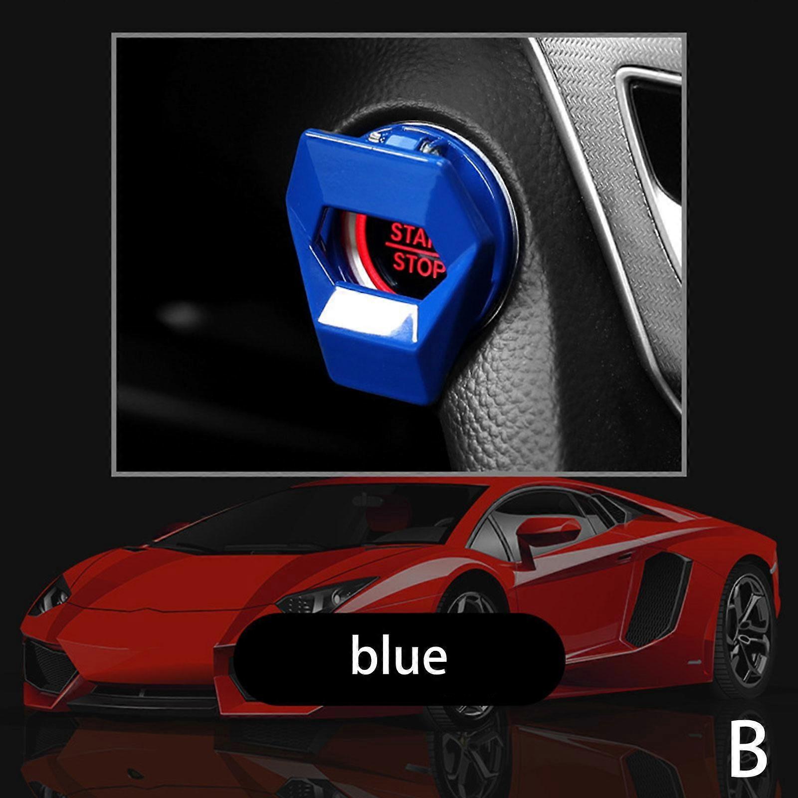 Car Carbon Fiber Engine Start Stop Push Button Switch Cover Trim Accessories T4R2