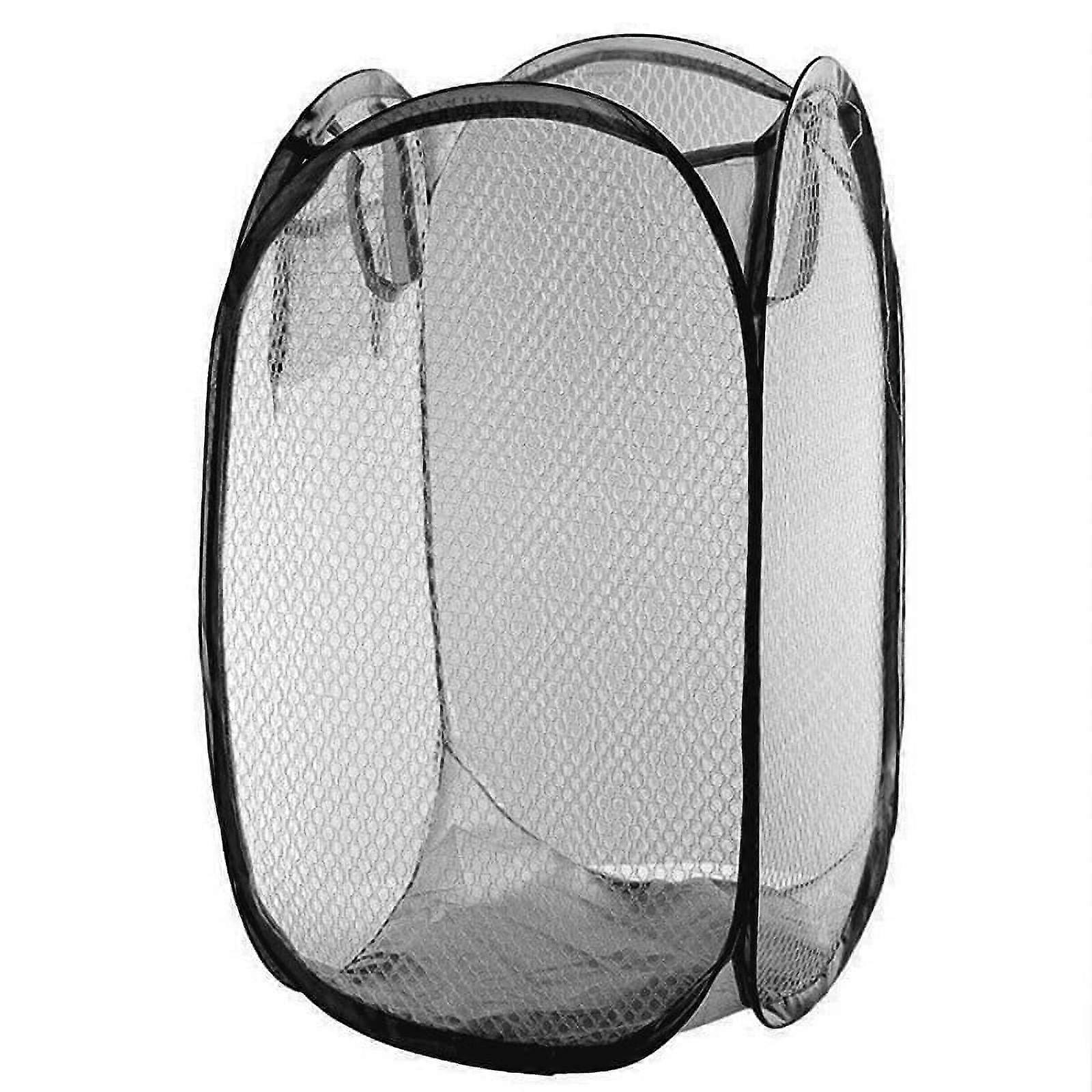 Xing Foldable Up Easy Open Mesh Laundry Clothes Hamper Basket for College Dorm (Black)