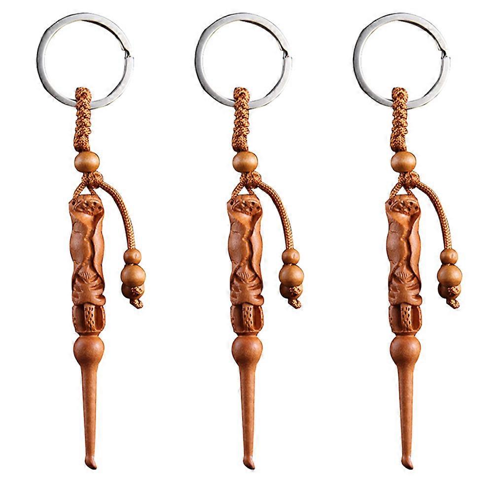 Ear Wax Removal Tool Keychain for Portable Ear Cleaning 3Pcs Multi Wood Keychain