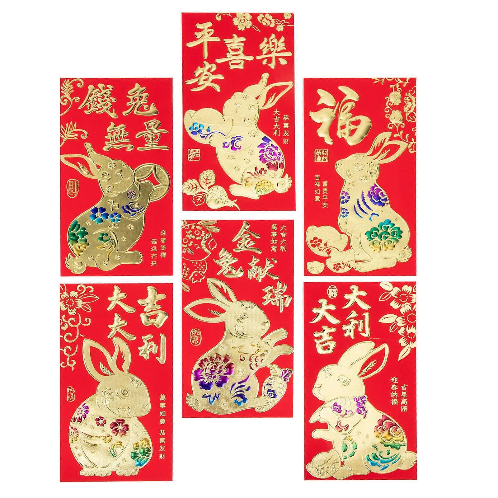 Festive Red Envelopes Rabbit Year Paper Packet for Festival 30Pcs Cartoon Art
