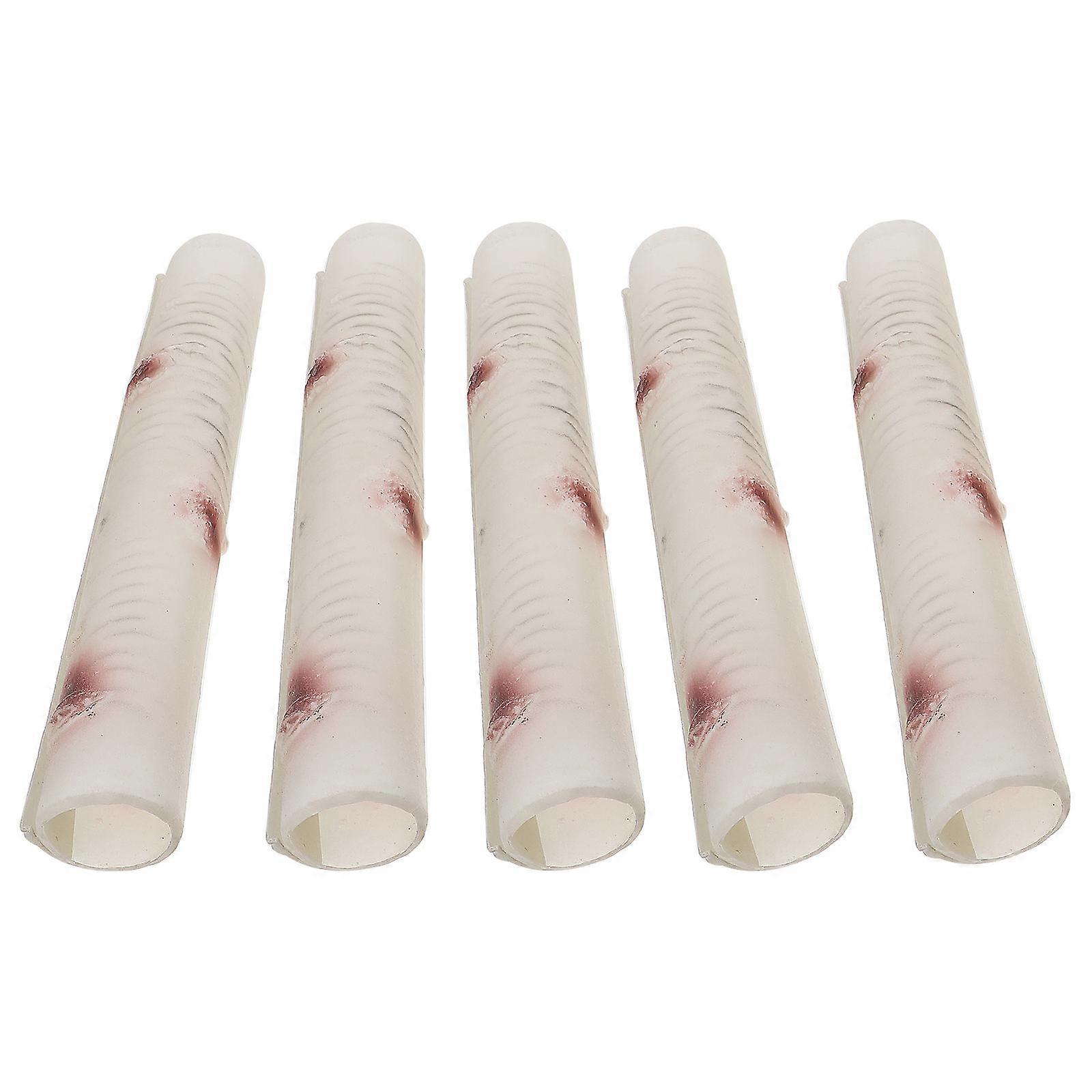 Sewer Pipe Artificial Bark Decor Ornament for 5Pcs White Plastic Pieces