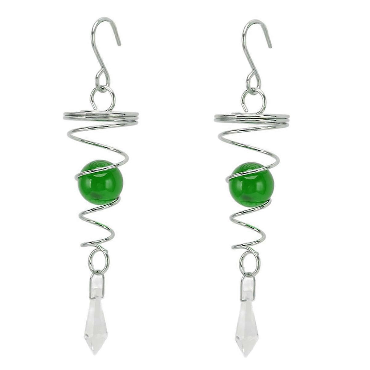 2Pcs Gazing Ball Spiral Tail Wind Stabilizer for Outside, Green