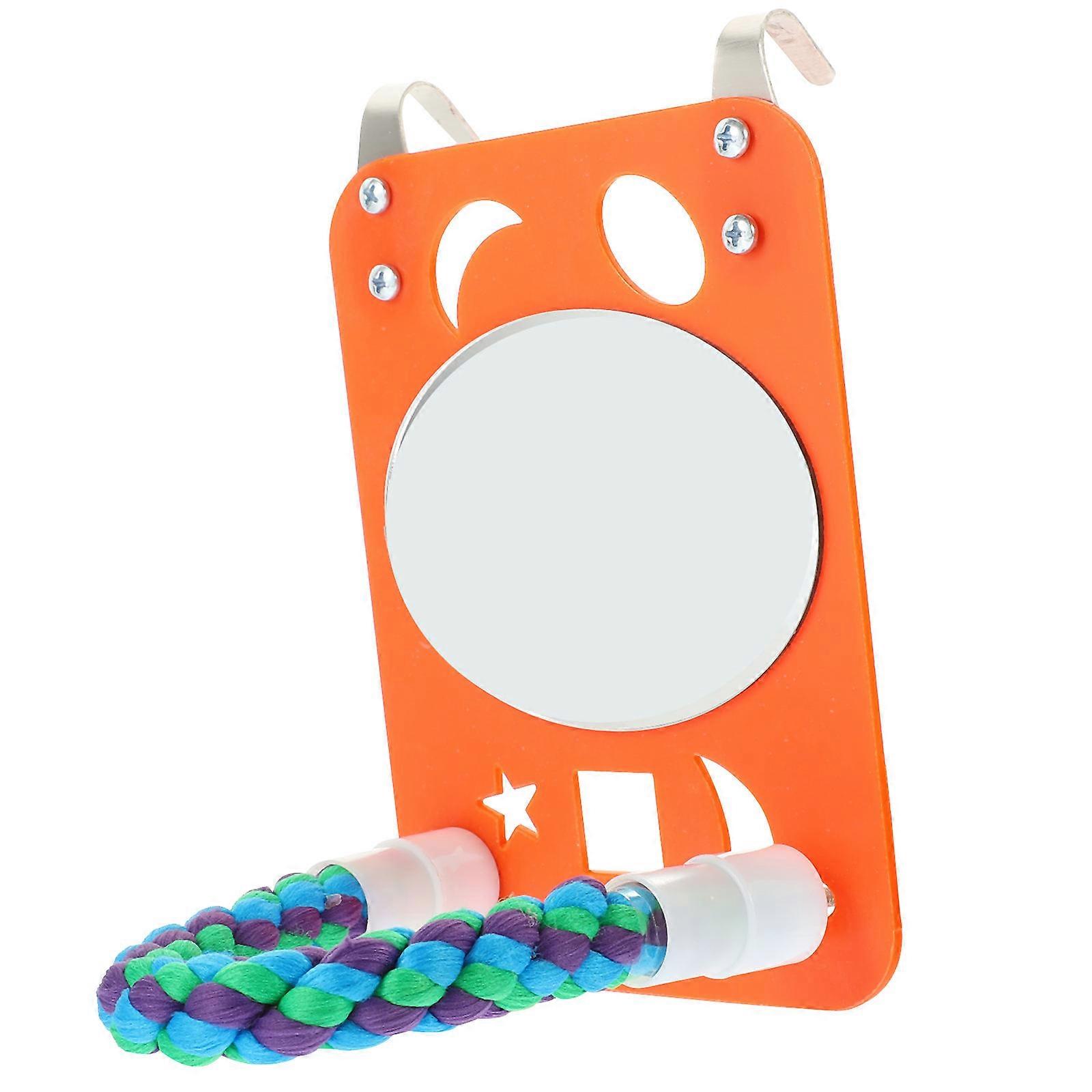Interactive Parrot Mirror Toy Cage Bird Training Toy with Bell 3Pcs