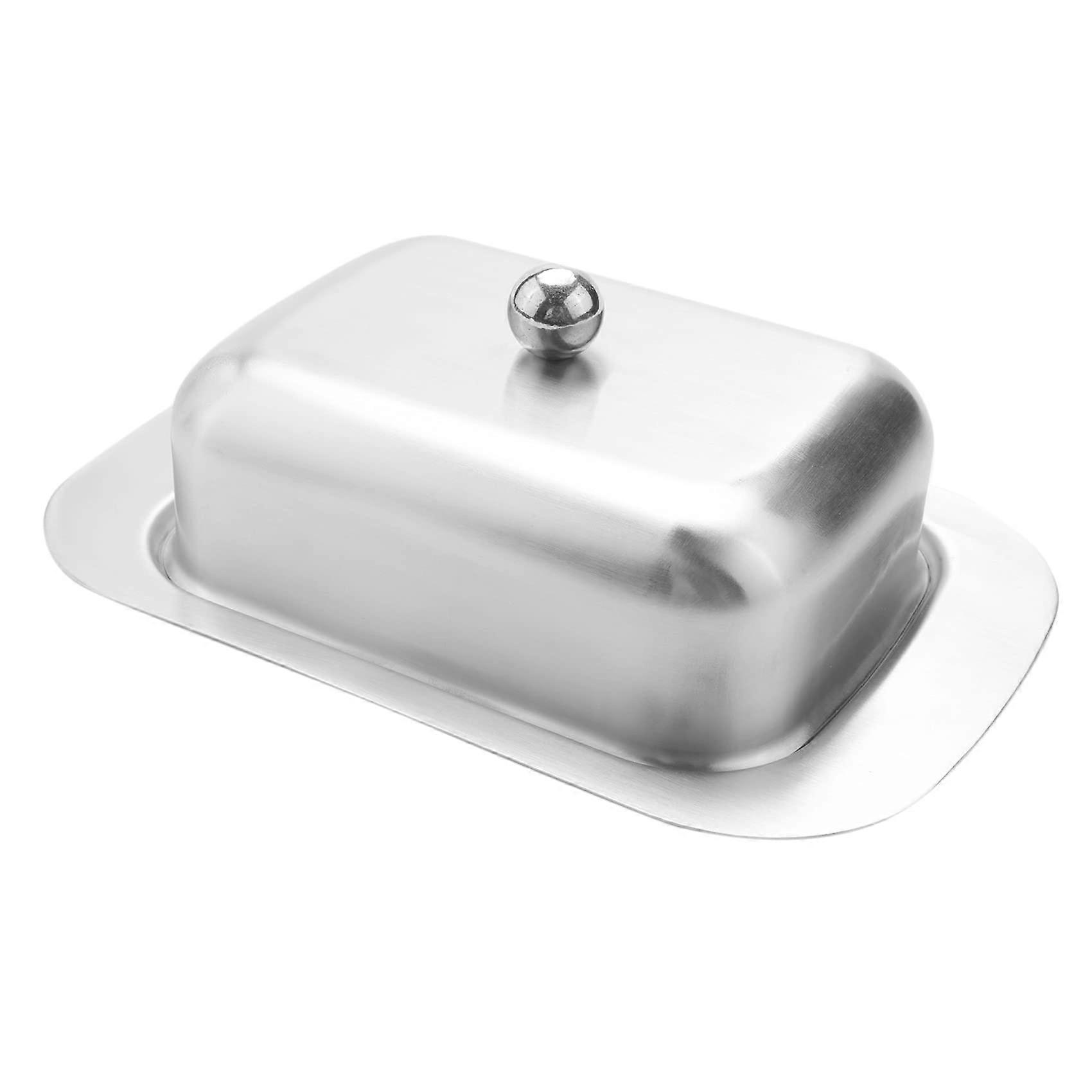 Stainless Steel Dish Box Container Elegant Cheese Server Tray with Easy Grip Lid and Versatile Storage Design