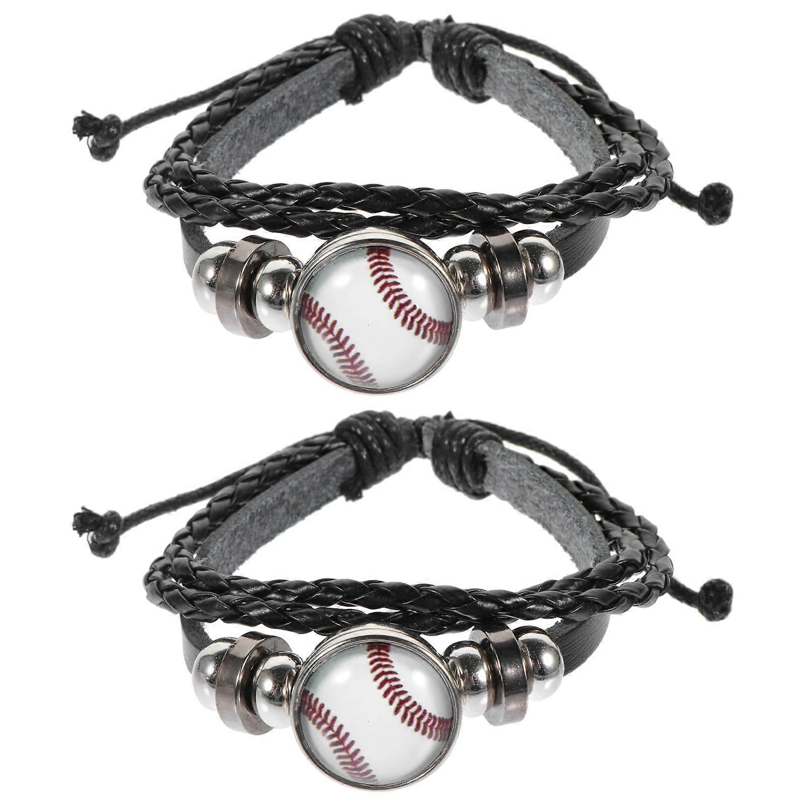Baseball Beaded Bracelets Creative Braided Bracelets for Decor 4Pcs