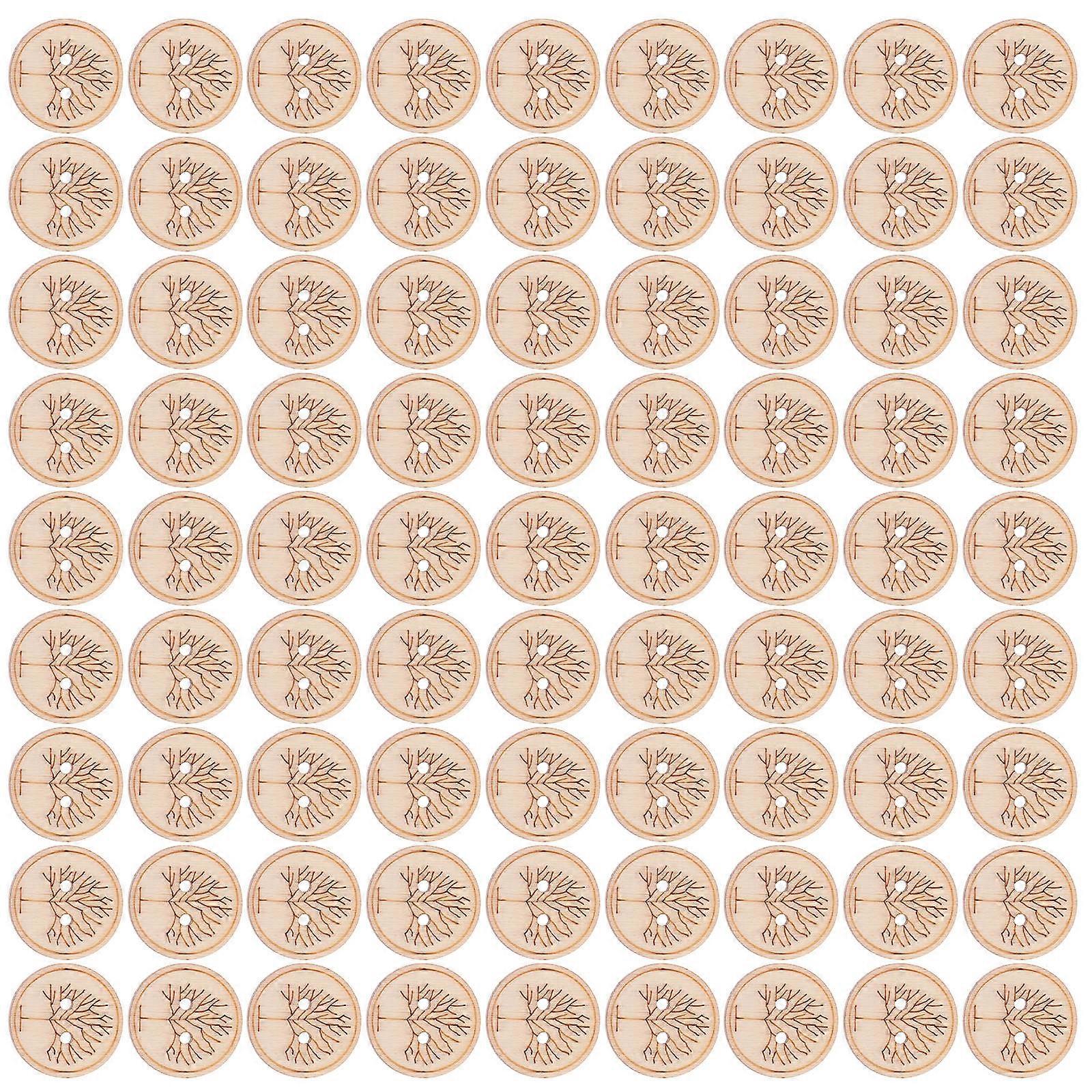 DIY Wooden Buttons for Crafting 200Pcs Tree Pattern Wooden Slices Set