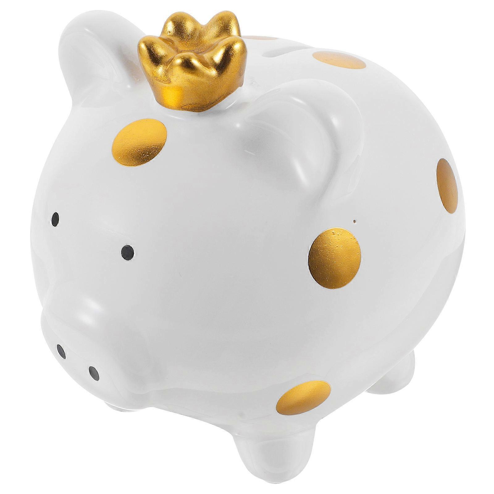 White Ceramic Piggy Bank for Storage Money Saving 2Pcs Set