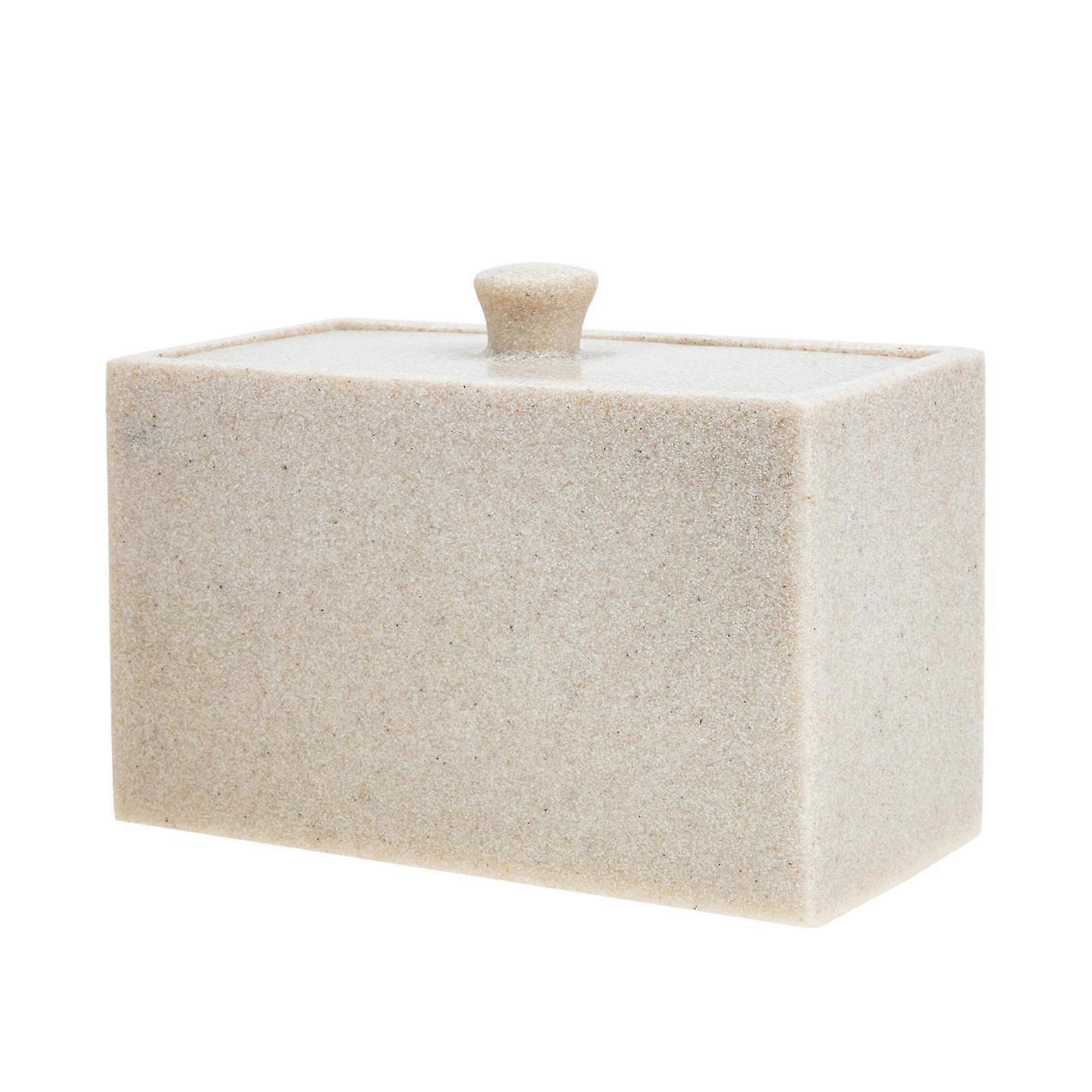Lidded Cotton Swab Box Storage Container for Household 2Pcs Beige