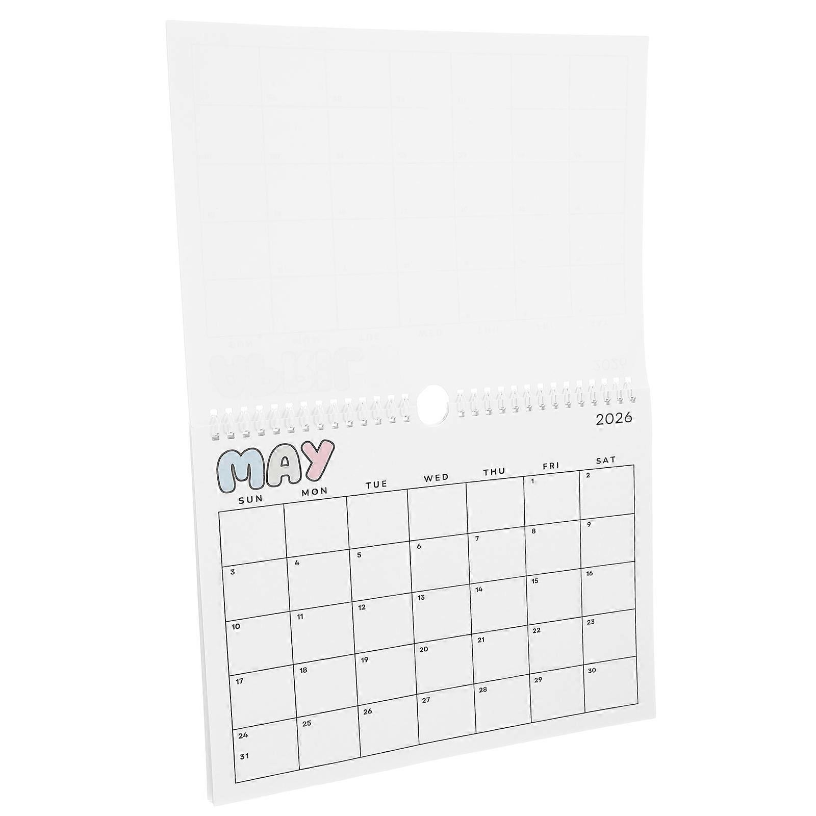 2026 Wall Planning Calendar Large Spiral Bound Organizing Tool For Home Office Study Planning Multi Color 4Pcs