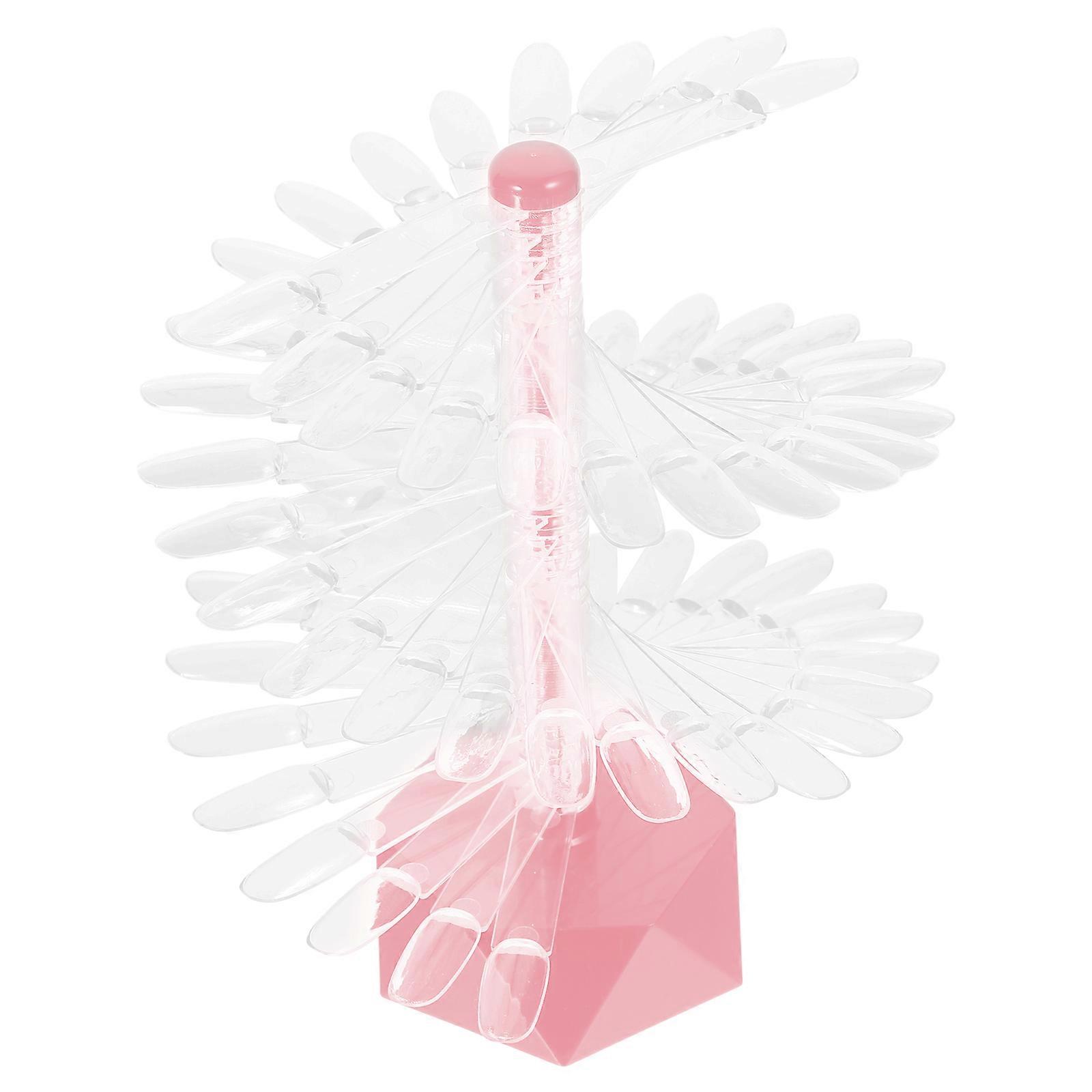 Pink Spiral Nail Tips Display Stand Acrylic Nail Practice Stand 3Pcs