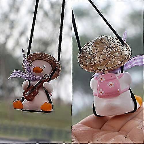 Swinging Duck Car Hanging Ornament Car Flying Duck Ornament Plaster Swing Duck Car Mirror Rear Hanging Ornament 2025