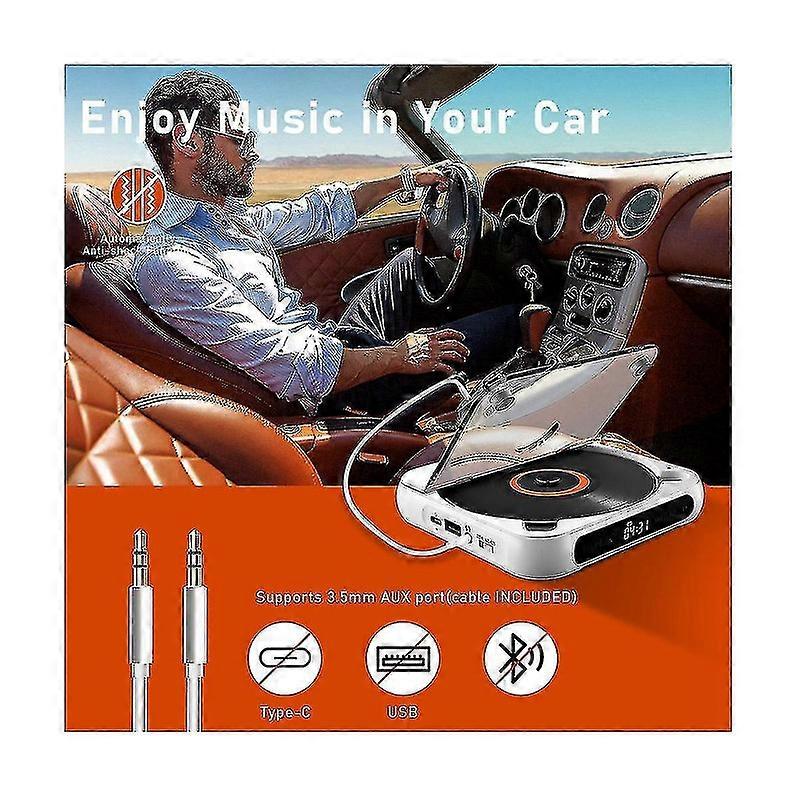 Portable Cd Player Bluetooth Speaker,led Screen, Stereo Player, Wall Mountable Cd Music Player With