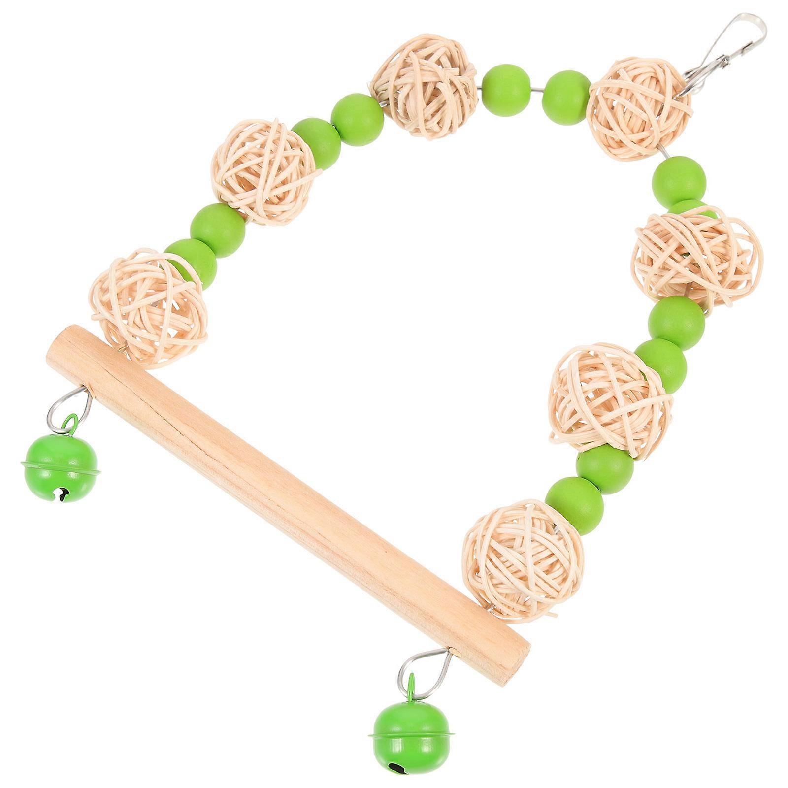 Green Parakeet Stand Bird Swing Toy for Cage Use 5Pcs Bird Accessory