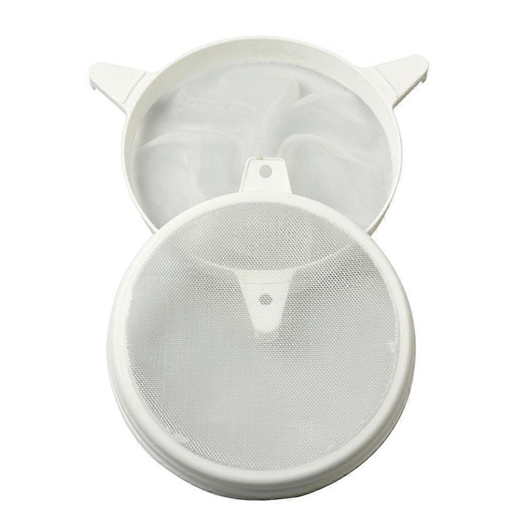 Honey Extraction Device Double Sieve Honey Strainer Plastic Nylon Impurity Filtration Beekeeping 9.4×9.4×2.4in 1Pack