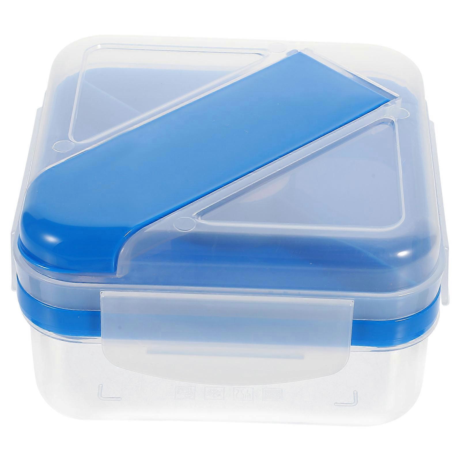 Blue Plastic Bento Box for Storage Use 3Pcs Portable Lunch Container