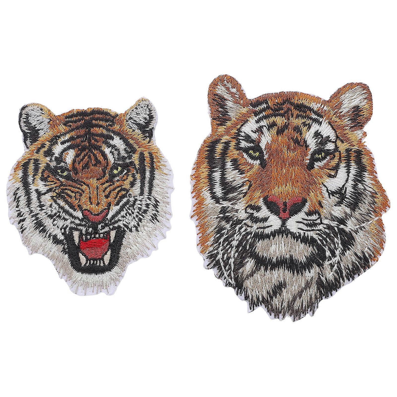 Embroidery Patch Tiger Fabric Patch for Clothes 4Pcs